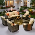 thumbnail image 2 of Ovios 8 Pieces Patio Furniture Set Outdoor Conversation All-Weather Rattan Sectional Sofa with Swivel Chairs & Solar Light Table, 2 of 11