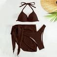 thumbnail image 4 of ylioge Swimsuit Sets for Women, Womens Three Piece Bikini Sets Casual Skirts Solid Color Halter Holiday Beach Bathing Suits Summer, 4 of 4