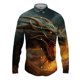 thumbnail image 3 of Nueva ropa de calle para hombre, moda de primavera y otoño, camisa con estampado de dragón 3D y botones para hombre, camisa hawaiana de manga larga para hombre, 3 of 5