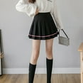 thumbnail image 2 of Autumn Strip Women High Waist Pleated Skirt Fashion Skirts College Style Student Girls Skirt, 2 of 6
