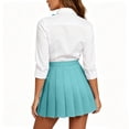 thumbnail image 4 of Yungyresw Women Pleated A Line Skirt Elastic High Waist Solid Front Pleated Mini Basic Skirt Academic Style Casual Fashion Skirt Light Blue L, 4 of 7