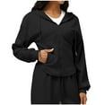 thumbnail image 2 of HAPIMO Women's Fall Hoodies Casual Comfy Hoodie Sweatshirts Long Sleeve Loose Hoodie Jacket Solid Zip Up Jacket Winter Clothes Black S, 2 of 6