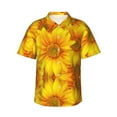 thumbnail image 2 of Picia 3D Sunflowers Gentle Cotton Regular Fit Short Sleeve Casual Hawaiian Shirt for Men-Large, 2 of 9