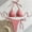 Red, variant on PWPSG Gingham Textured Halter Triangle Bikini Two Piece Swimsuit with Tie Side High Cut Leg Bottom Beige M