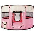 thumbnail image 6 of Pefilos 40" Pet Playpen for Small Animals Circular Portable Foldable Pet Playpen for Indoor Dogs 600D Oxford Cloth & Mesh Pet Playpen for Cats Fence with Eight Panels, Pink, 6 of 17