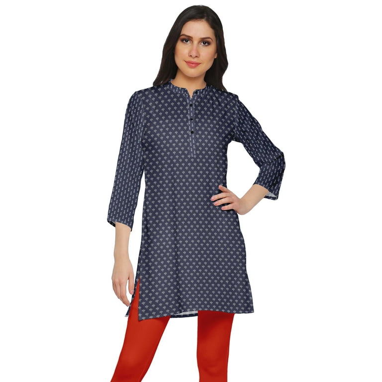 Moomaya Poly Crepe Close Collar Neck Short Kurtis For Women
