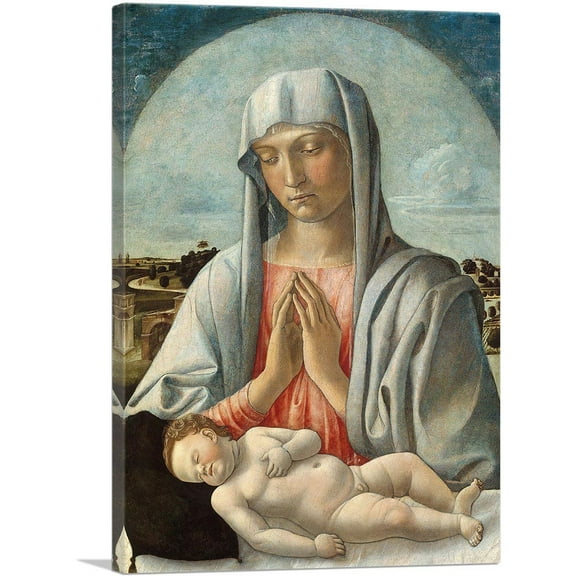 ARTCANVAS Madonna Adoring The Sleeping Child 1460 Canvas Art Print by Giovanni Bellini - Size: 26" x 18" (0.75" Deep)