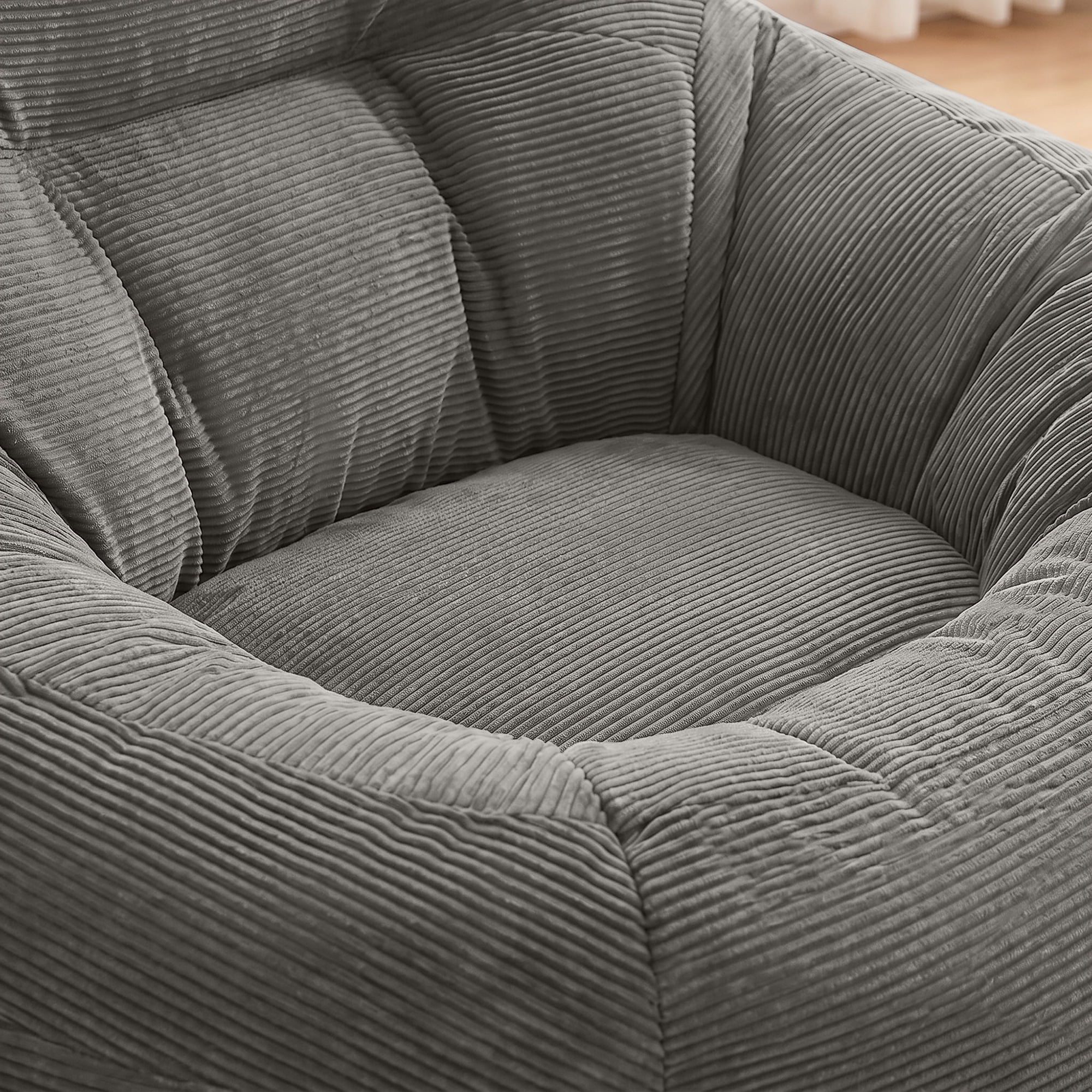 1PCS Kids Bean Bag Chair with Foam Filler, Corduroy Upholstered Bean Bag Sofa, No-Assembly Lazy Reading Chair