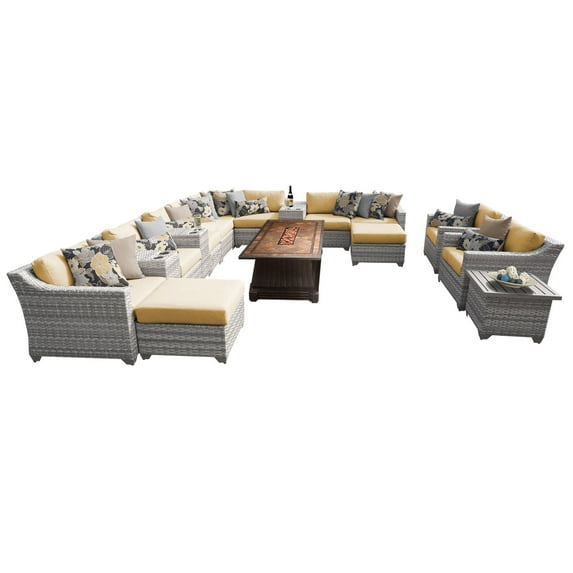 New Haven 17 Piece Outdoor Wicker Patio Furniture Set 17c