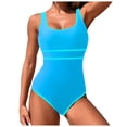 thumbnail image 1 of PEASKJP Womens Swimsuits One Piece Womens One Piece Swimsuit Tummy Control Slimming Bathing Suit High Waisted Ruched Swim Suit Color Block Swimwear,Blue S, 1 of 9