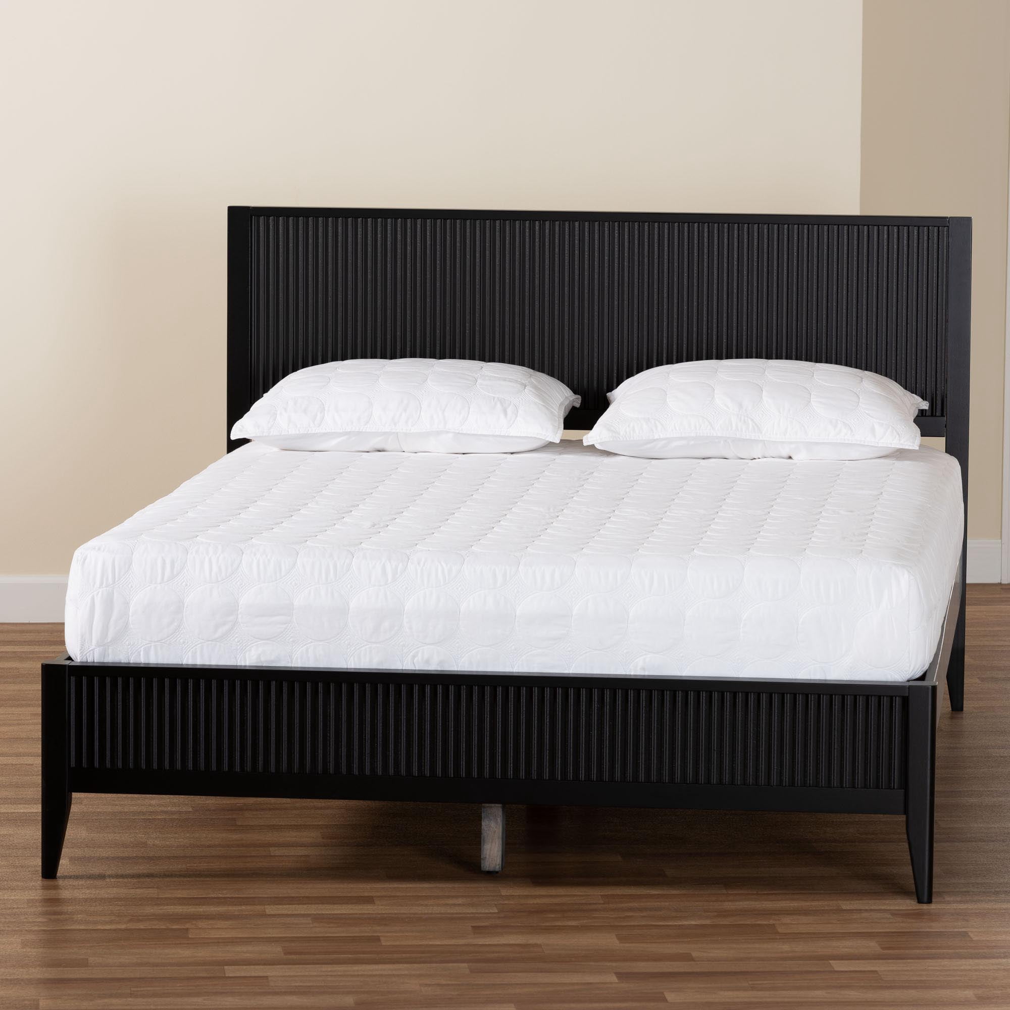 Baxton Studio Primrose Mid-Century Platform Bed, Queen, Black