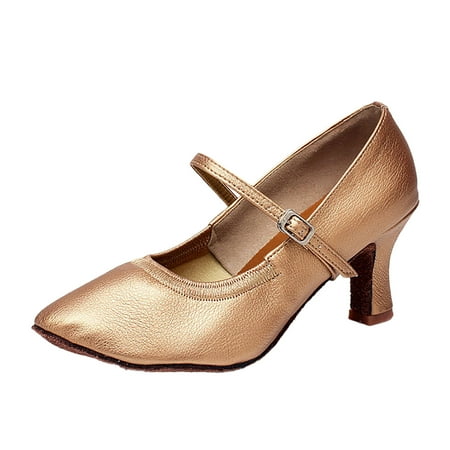 

Quealent Adult Women Shoes Wide Width Heels for Women Women s 7Cm Heel High Modern Dance Shoes Indoor Dance Glitter Heels for Women Brown 8.5
