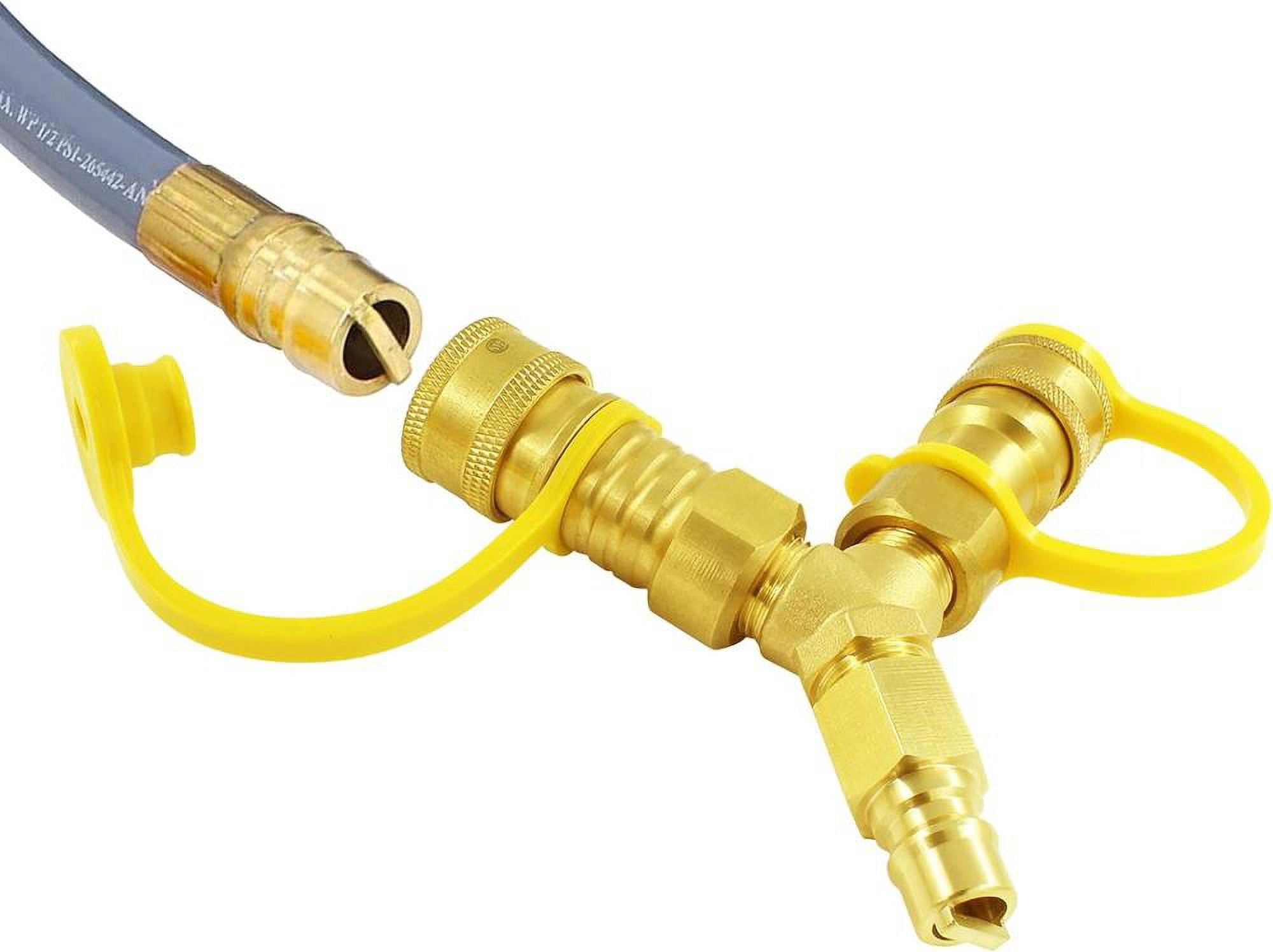1PCS 3/8'' Y Splitter Natural Gas Propane Quick Connect Splitter,Suitable for Weber Natural Gas Grill. Portable Power Generator,Patio Heater,Pizza Oven, Outdoor Firepit