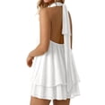thumbnail image 3 of NinXxx Women‘s Halter Backless Chiffon Mini Dress Layered Ruffle Hem White S, 3 of 8