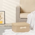 thumbnail image 5 of Unique Bargains Storage Cube, Fabric Bin with Lid and Handle Beige 14*11*7in, 5 of 5