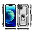 thumbnail image 2 of Compatible with iPhone 13 Case,with 360 Ring Holder Kickstand Card case, Armor Military Grade Protection Hybrid Silicone TPU PC Rugged Case, Magnetic with Car Mount Phone Cover,Silver, 2 of 8