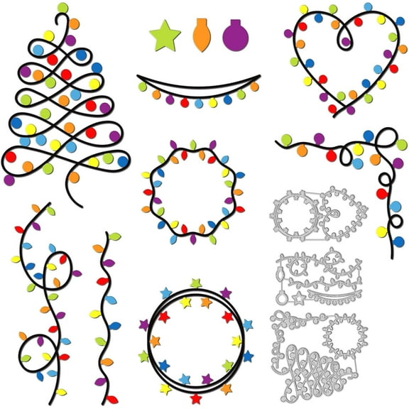Christmas Lights Cutting Dies Christmas Light Bulb Die Cuts Star Light Cutting Dies for Card Making and DIY Scrapbooking Silver