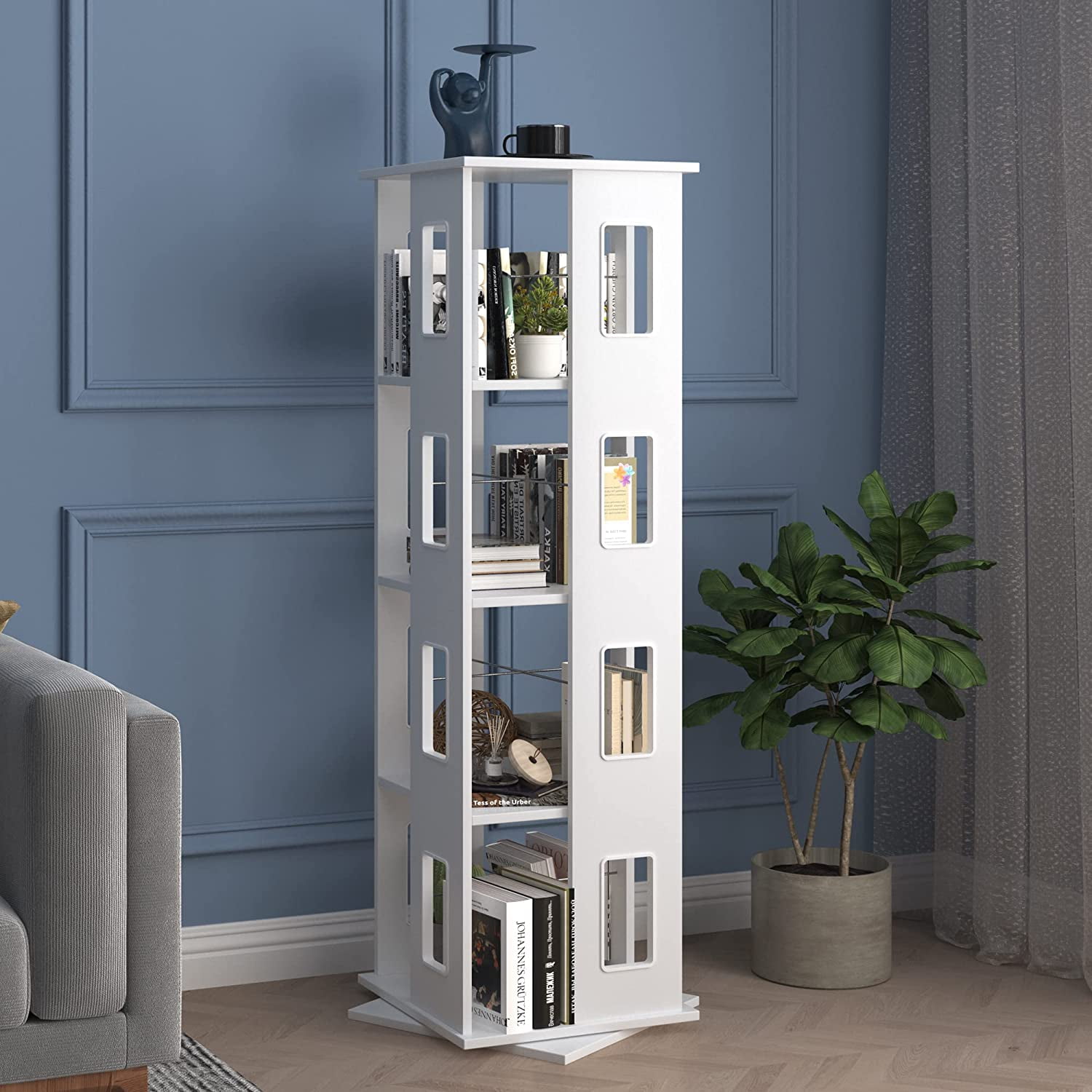 5 Tier Bookshelf with 3 LED Lights, Industrial Bookshelf Tall Bookshelf