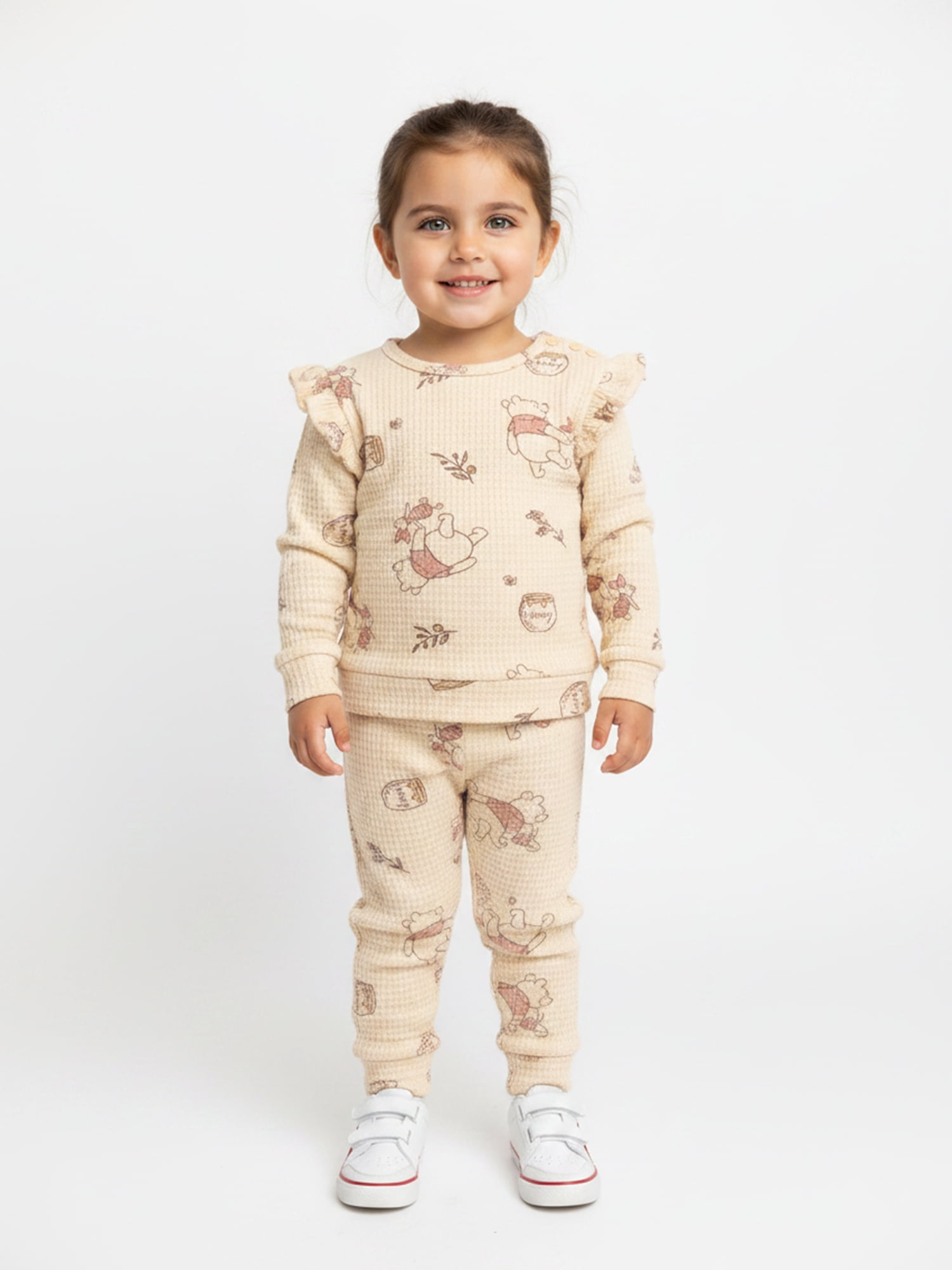 Winnie the Pooh Baby Girls Waffle Knit Top and Pants Set, 2-Piece, Sizes 0M-24M