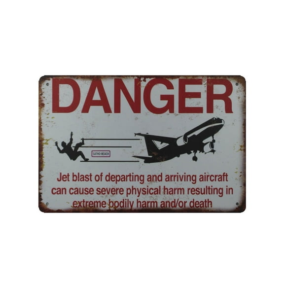 Danger Jet Blast of Departing Arriving Aircraft metal tin sign vintage style reproduction