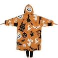 thumbnail image 2 of Oversized Wearable Blanket Hoodie,Classic Halloween Pattern Sherpa Blanket Hoodie with Super Pockets,Super Warm Fuzzy Pullover for Women & Men, 2 of 6