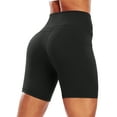 thumbnail image 3 of Cadmus Womens High-Waist Stretch Yoga Shorts Ultra Soft Naked Feeling Workout Shorts with Lycra Fabric for Running & Gym, Black, L, 3 of 9