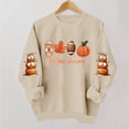 thumbnail image 2 of KEGIRLOM Oversized Halloween Thanksgiving Crewneck Sweatshirt, Pumpkin Fall Graphic Sleeve Print, Spooky Season Casual Outfit Khaki Pullover, 2 of 5