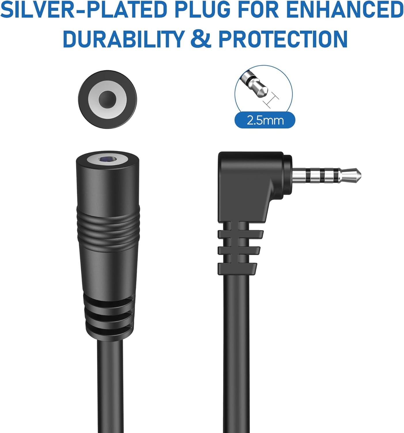 JJEAN-2.5mm Dash Cam Rear Extension Cable, 20Ft Thicker Backup Extension Cord, Reverse Adapter Wire, Mirror Cam Rear View Extension Cable Fits 4Pin&5Pin Dashcam