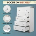 thumbnail image 5 of XgoodX White 5 Drawer Wood Dresser, Wooden Chest of Drawers for Bedroom, Storage Cabinet and Organizer Drawers for Living Room, Hallway, Closet, Measuring 15.75" W*31.50" D*45.35" H, 5 of 9