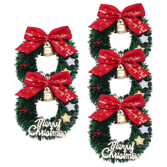 WASHWEPE 5Ud Guirnaldas Navideñas Miniaturas Con Lazo Para Duradera Y Tradicional