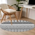 thumbnail image 5 of 3ft Washable Round Rug, Gray Geometric Non-Slip Circle Area Rug for Bedroom Bedside, Bohemian Style Ethnic Tribal Painting Soft Indoor Floor Mat for Home Decor, 5 of 9