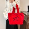 thumbnail image 2 of Bolso Hobo Holgado Con Lazo Lana Cordero Hombro Portátil Gran Capacidad Ins () Rojo, 2 of 9