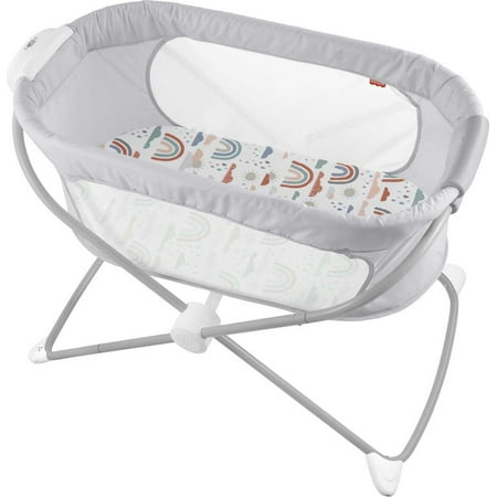 UPC: 0887961891362 | Fisher-Price Soothing View Bassinet Portable Baby Crib with Mesh Sides Rainbow Showers for Babies 0 to 6 Months