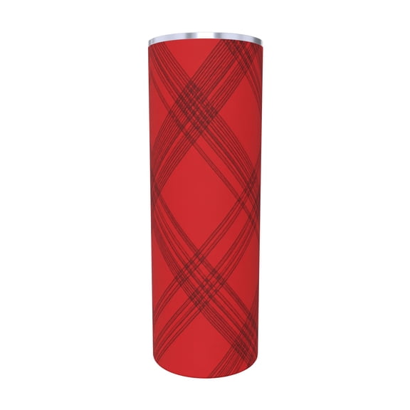 20oz Red Plaid Tumbler Insulated Car Cup Classic Tartan Travel Coffee Cup Gift with Straw