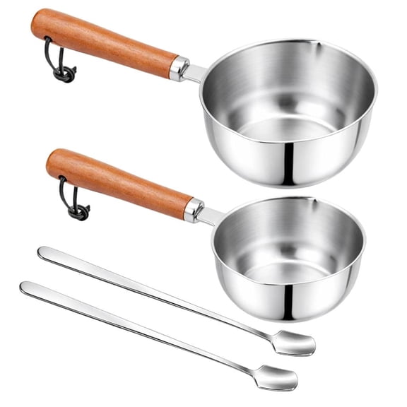 HILOGEL Small Wax Melting Pot Set, Stainless Steel with Wood Handle for Candle Making