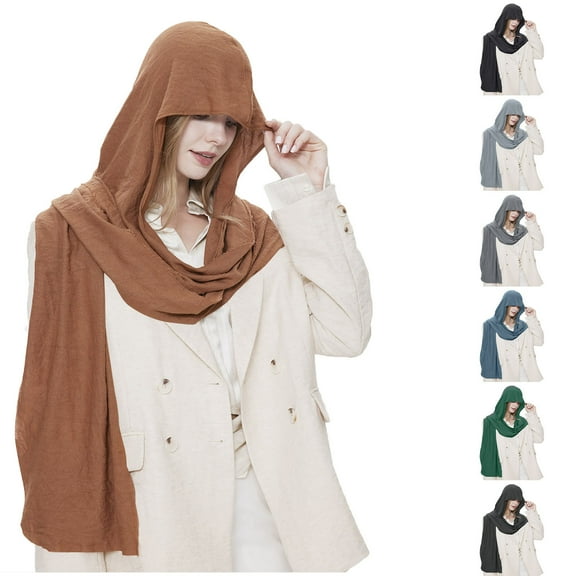 UTSJKR Women Fall Cotton Blend Crinkle Vintage Soft Long Scarf Linen Comfy Shawl Wrap Big Head Scarf for All Season Black