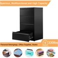 thumbnail image 3 of GAEANET Lateral File Cabinet,4 Drawer Metal File Cabinet with Lock,Home Office Steel Filing Cabinet,Assembly Required,Black, 3 of 6