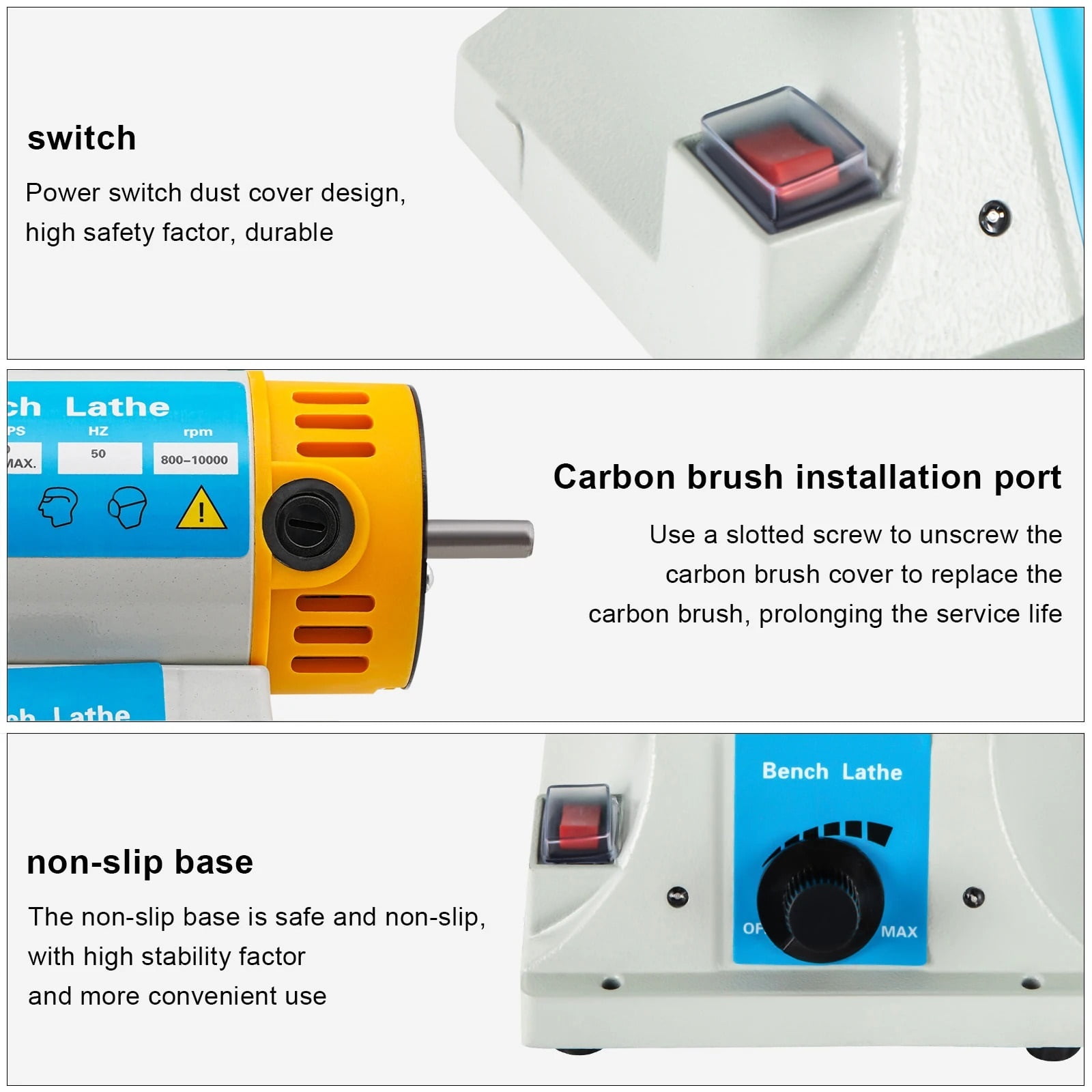 320W Bench Buffer Polishing Machine Multi-Function Benchtop Polisher Grinder  Jewelry Polisher For Amber, Metal
