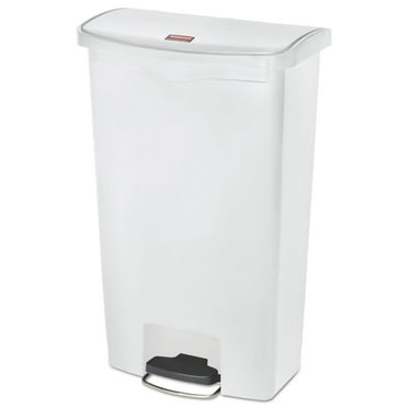 Rubbermaid Commercial 1883559 Slim Jim Streamline 18 gal. Polyethylene Front Step Style Resin Step-On Container - White