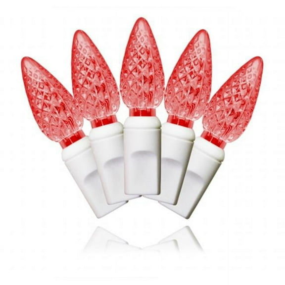 Queens of Christmas S-35C6RE-4W 35 Count C6 Red Decorative LED Light on white Wire 4 in. Spacing