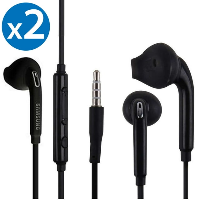Samsung 3.5mm Earphones/Earbuds/Headphones Stereo Mic&Remote Control Compatible All Samsung Galaxy S6 Edge+/ S6/ Note 8/Note 9/ S8/S8+ S9/S9+ Compatible iPhone 6/6plus/6S/6S Plus/5S/5c [2Pack]