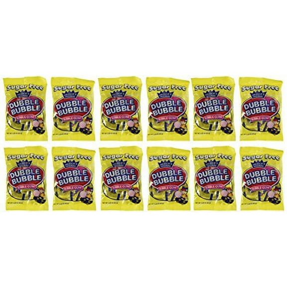 Dubble Bubble Sugar Free Bubble Gum, 3.25-ounce Bags (Pack of 12)