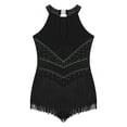 thumbnail image 4 of YONGHS Robe de Danse Latine à Franges pour Filles Costume de Salon à Sequins Tango Rumba Noir 10, 4 of 5