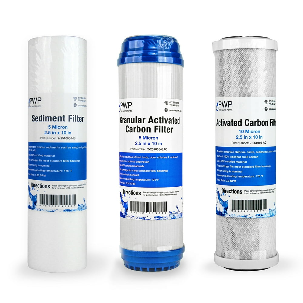 Standard Three Stage Water Filter Replacement Kit 10" Sediment, Carbon