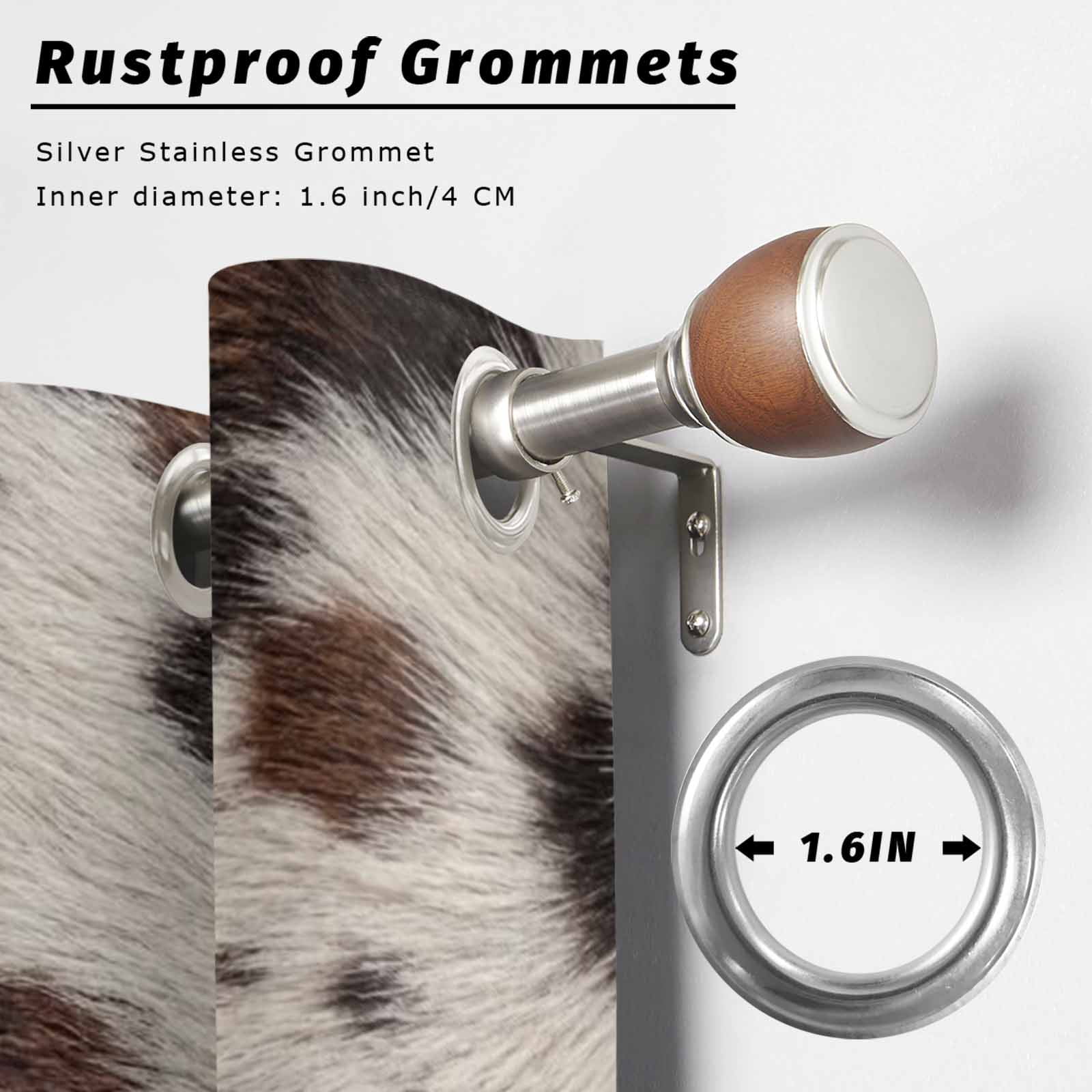 Brown Fur Texture Outdoor Curtains for Patio, Country Farm Animal Classic White Brown Black Spots Sunshade Privacy Drapes Grommet Waterproof Outside Curtains for Porch Balcony 54"x108", 1 Panel