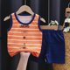 thumbnail image 3 of Chándales con estampado de dibujos animados para niños y niñas, chaleco sin mangas y pantalones cortos elásticos, novedad de verano 2022, 3 of 5