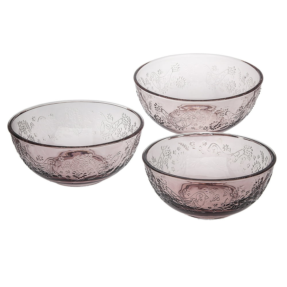The Pioneer Woman 3 Piece Glass Prep Bowl Set Rose