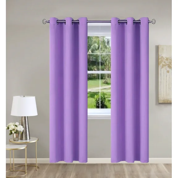 2-panels K68 lilac color 100 % blackout thermal light blocking drapes for sliding patio window curtain top grommets noise reducing 37" wide X 84" length each panel