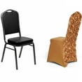 thumbnail image 5 of Balsa Circle 10 Gold Satin Raised Roses Spandex Stretchable Banquet Solid Chair Covers Slipcovers, 5 of 8