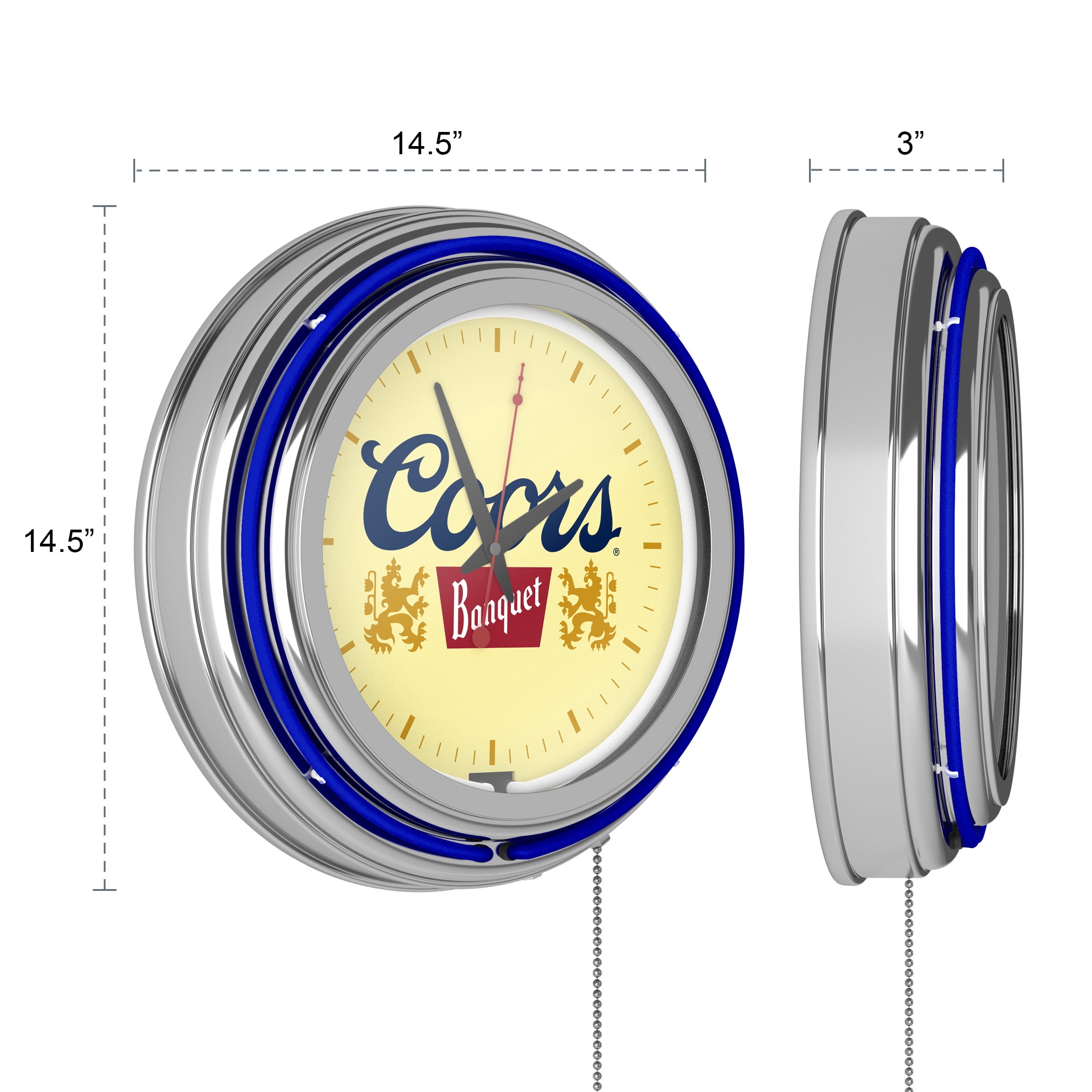 Coors Light クアーズ ネオンクロック　壁掛け時計　　インテリア Coors Banquet Logo Retro Neon Analog Wall Clock with Pull Chain